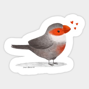 Common Waxbill Bird with hearts Sticker